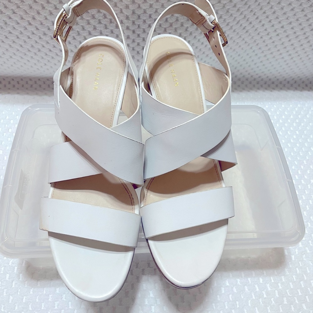 White strappy sandals.